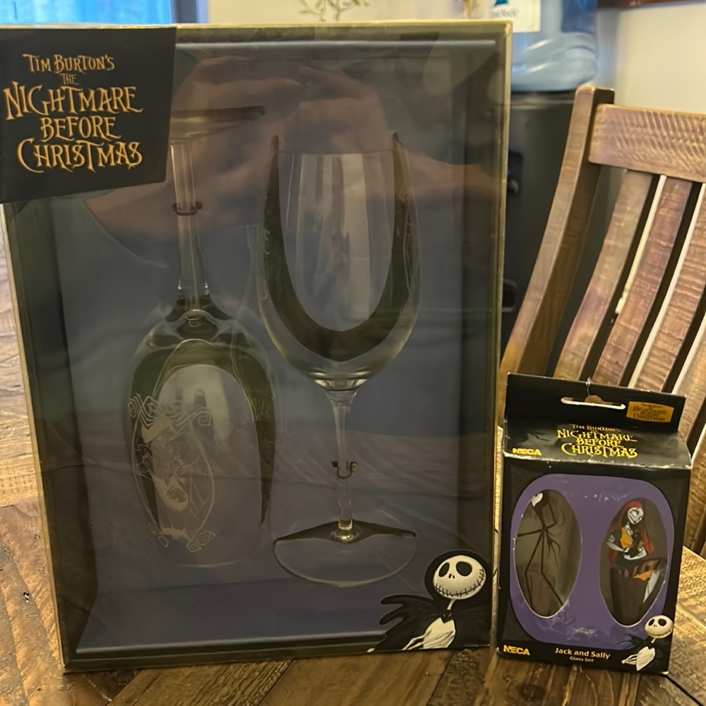 Vintage Nightmare Before Christmas wine glass set and shooter set by Neca.